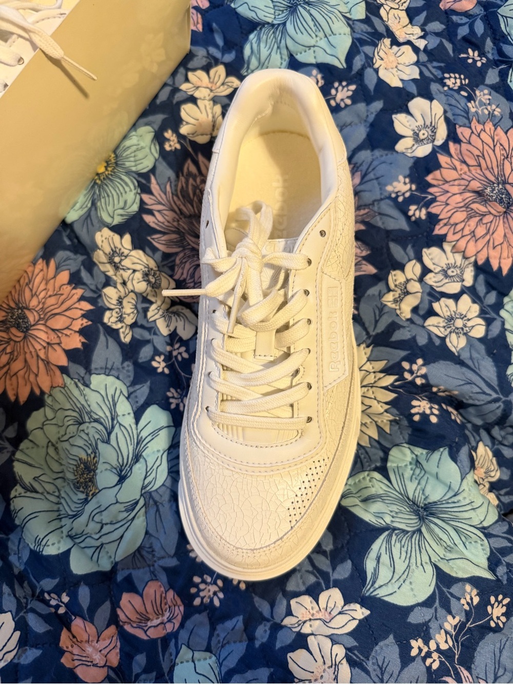 Reebok White Cracked-Texture Low Top Sneaker - Picture 3 of 4